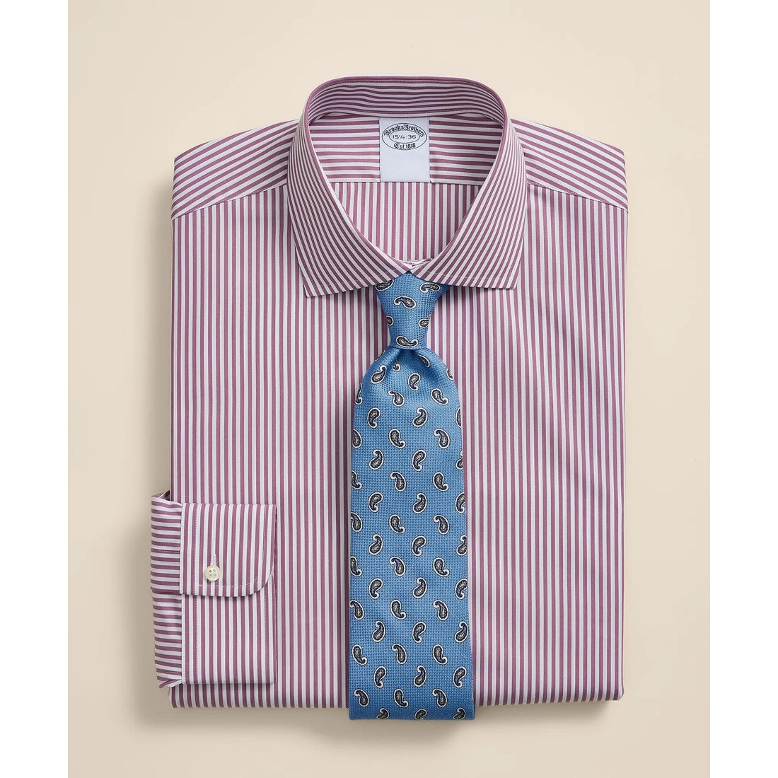 Pure Supima Cotton Regular-Finish English Spread Collar, Stripe Dress Shirt