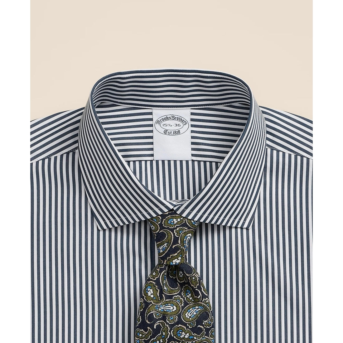 Pure Supima Cotton Regular-Finish English Spread Collar, Stripe Dress Shirt