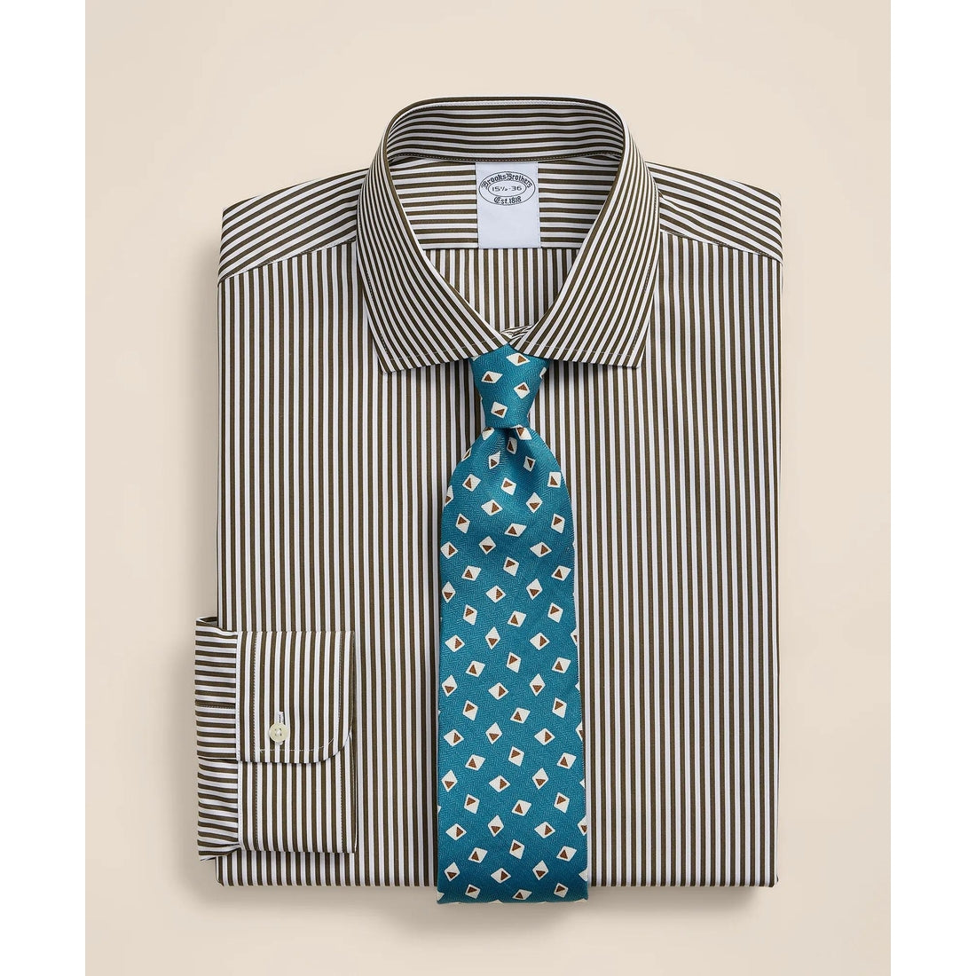 Pure Supima Cotton Regular-Finish English Spread Collar, Stripe Dress Shirt