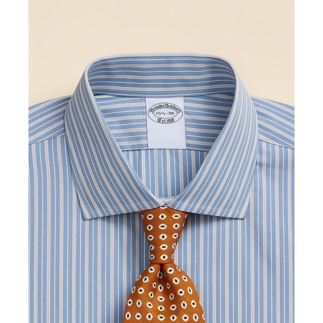 Pure Supima Cotton Regular-Finish English Spread Collar, Ground Stripe Dress Shirt