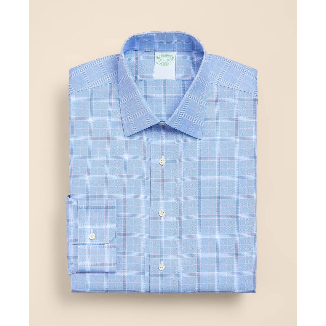 Brooks Brothers Explorer Collection Non-Iron Twill Ainsley Collar, Glen Plaid Dress Shirt