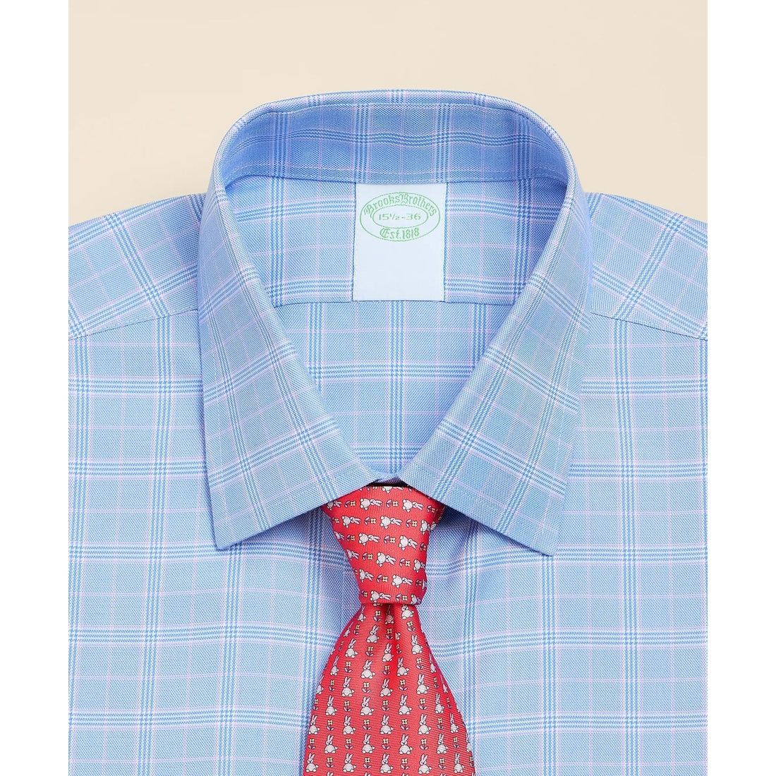 Brooks Brothers Explorer Collection Non-Iron Twill Ainsley Collar, Glen Plaid Dress Shirt