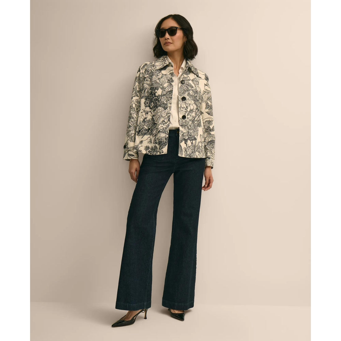 Relaxed Cotton Twill Floral Jacket