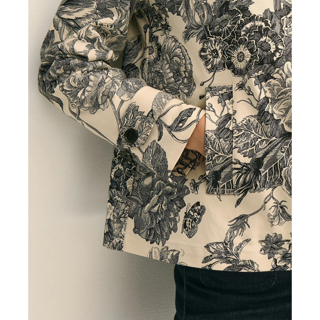 Relaxed Cotton Twill Floral Jacket