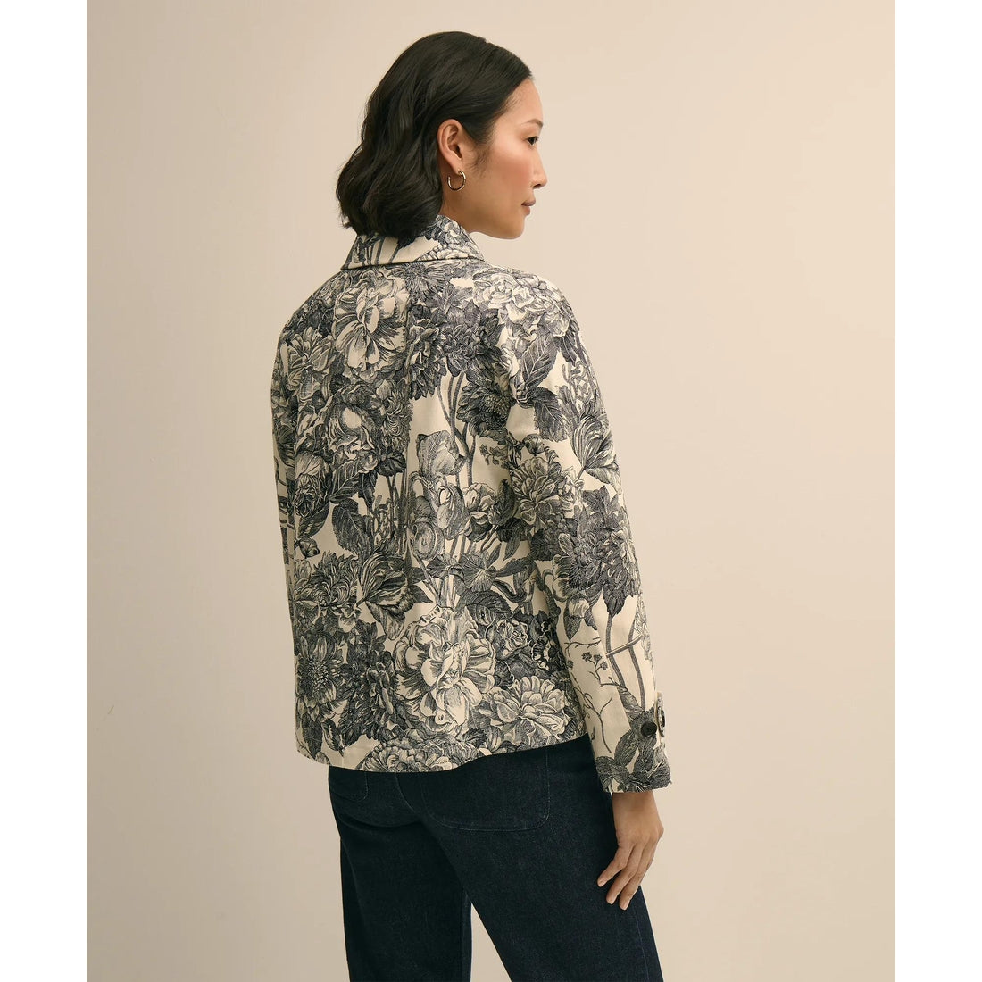 Relaxed Cotton Twill Floral Jacket