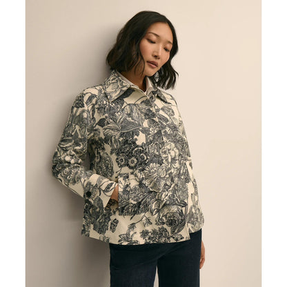 Relaxed Cotton Twill Floral Jacket