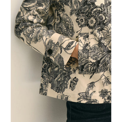 Relaxed Cotton Twill Floral Jacket