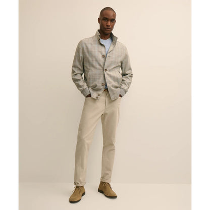 Silk-Wool Glen Plaid Bomber Jacket