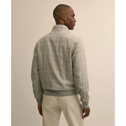 Silk-Wool Glen Plaid Bomber Jacket