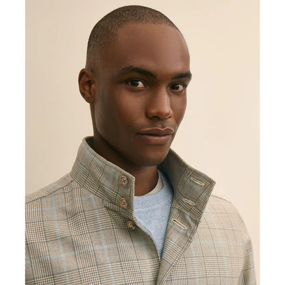 Silk-Wool Glen Plaid Bomber Jacket