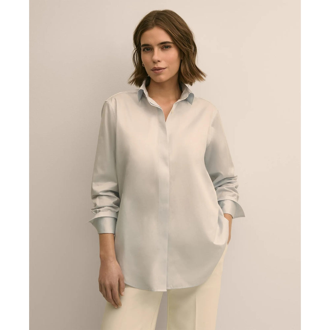 Supima Cotton Sateen Relaxed Shirt