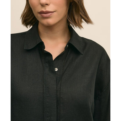 Linen Relaxed Bell-Sleeve Cropped Shirt