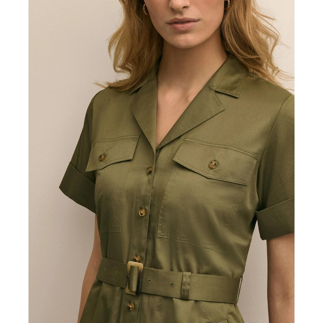 Supima Cotton Belted Safari Shirt Dress