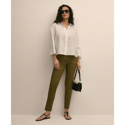 Linen Relaxed Bell-Sleeve Cropped Shirt