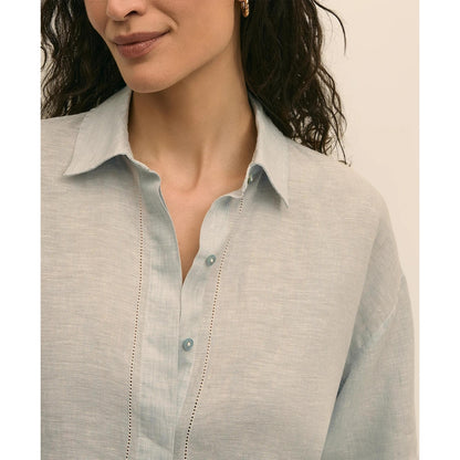 Linen Relaxed Bell-Sleeve Cropped Shirt