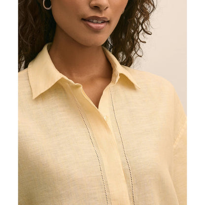 Linen Relaxed Bell-Sleeve Cropped Shirt
