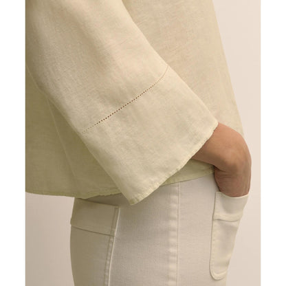 Linen Relaxed Bell-Sleeve Cropped Shirt