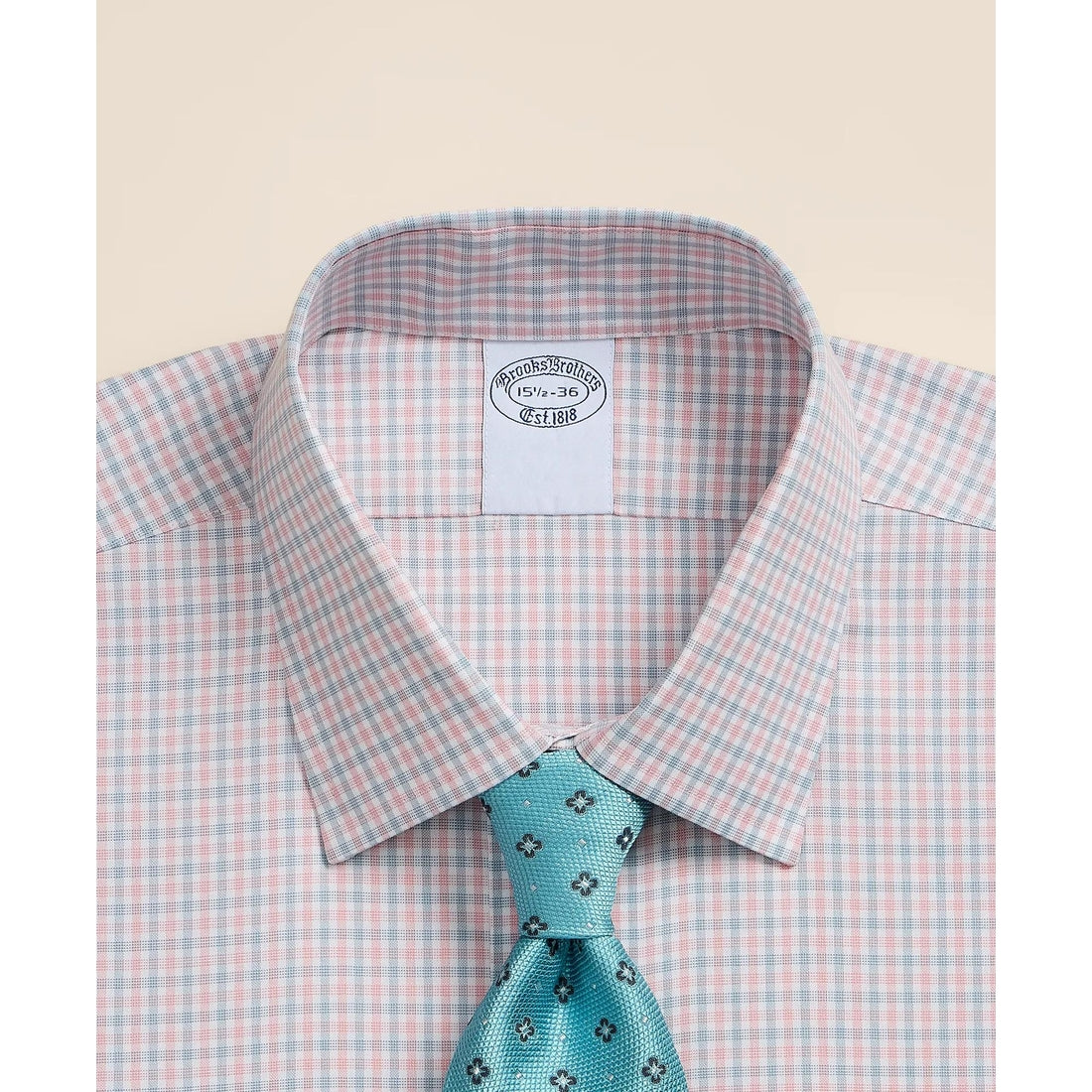 Supima Cotton Non-Iron Pinpoint Oxford Ainsley Collar, Check Dress Shirt