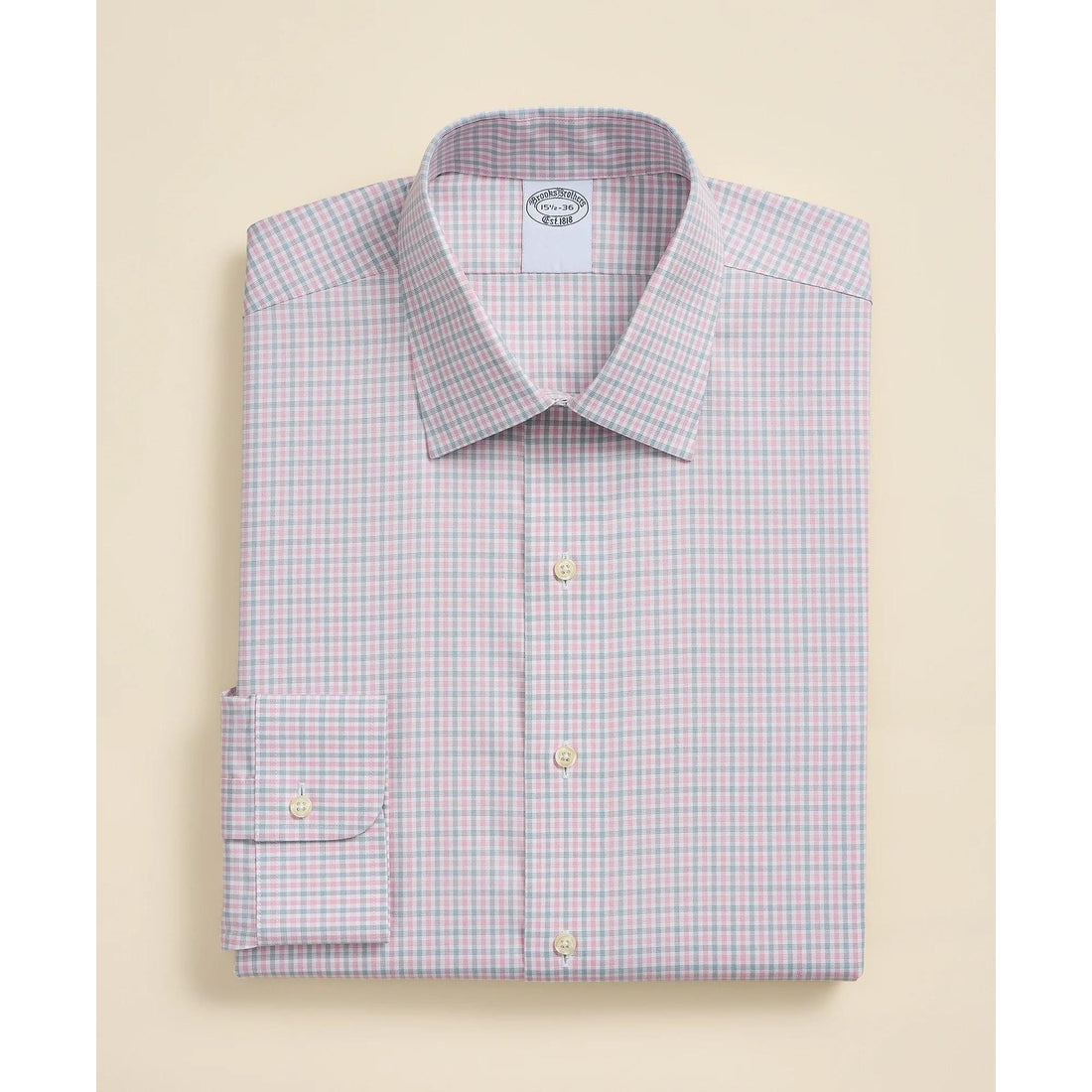 Supima Cotton Non-Iron Pinpoint Oxford Ainsley Collar, Check Dress Shirt