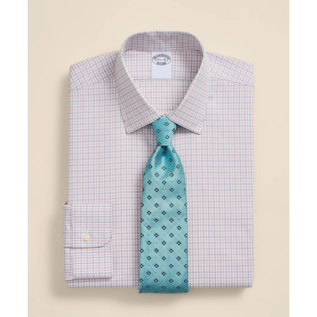 Supima Cotton Non-Iron Pinpoint Oxford Ainsley Collar, Check Dress Shirt