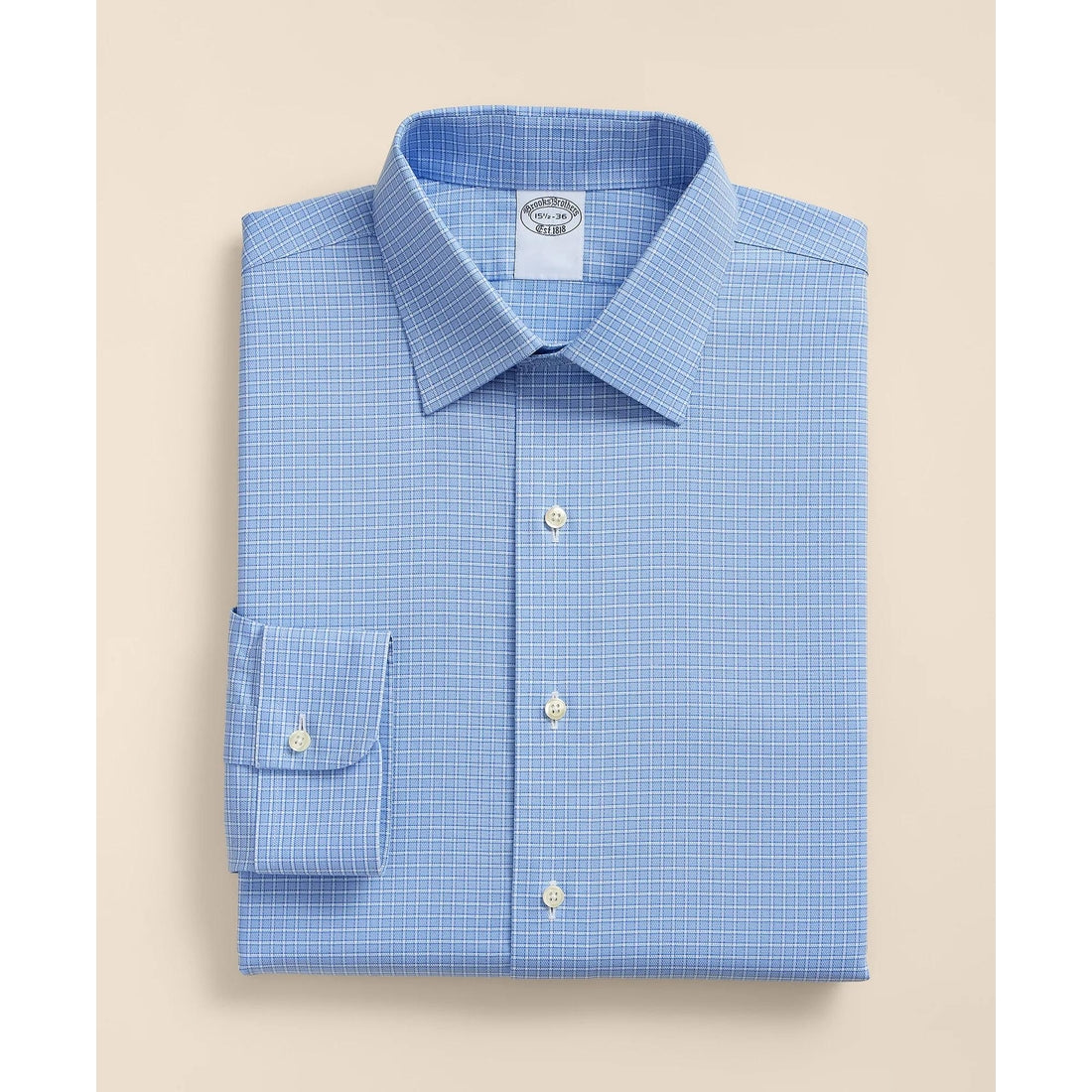 Stretch Supima Cotton Non-Iron Royal Oxford Ainsley Collar, Ground Check Dress Shirt