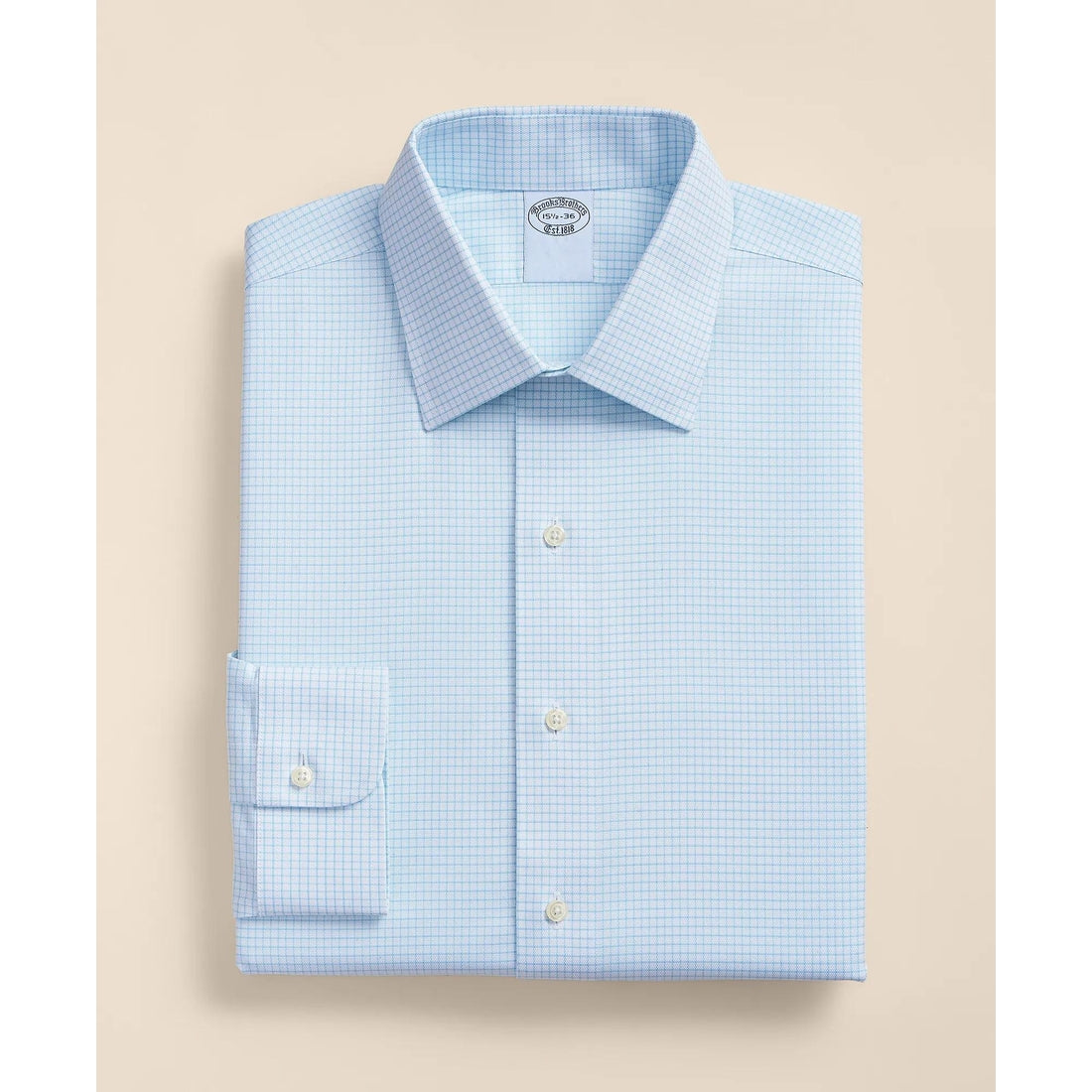 Stretch Supima Cotton Non-Iron Royal Oxford Ainsley Collar, Grid Check Dress Shirt