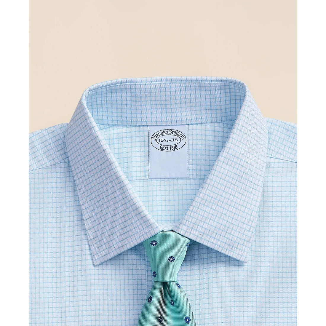 Stretch Supima Cotton Non-Iron Royal Oxford Ainsley Collar, Grid Check Dress Shirt