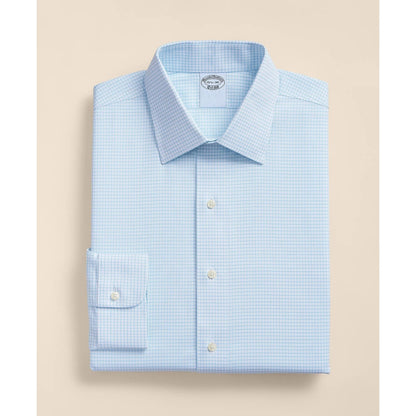 Stretch Supima Cotton Non-Iron Royal Oxford Ainsley Collar, Grid Check Dress Shirt