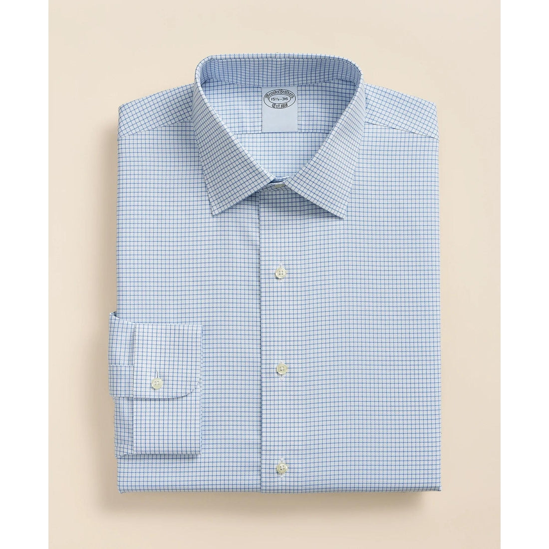 Stretch Supima Cotton Non-Iron Royal Oxford Ainsley Collar, Grid Check Dress Shirt