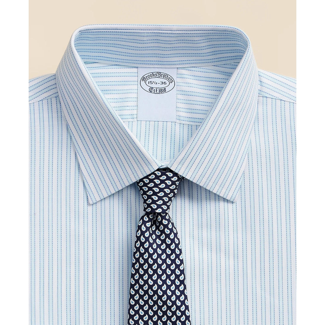 Stretch Supima Cotton Non-Iron Royal Oxford Ainsley Collar, Outline Stripe Dress Shirt