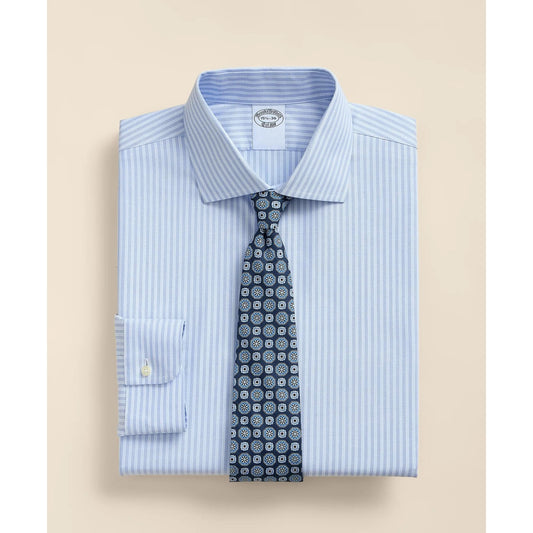 Stretch Supima Cotton Non-Iron Royal Oxford English Spread Collar, Stripe Dress Shirt