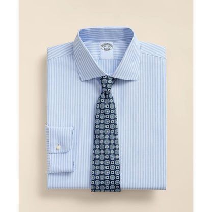 Stretch Supima Cotton Non-Iron Royal Oxford English Spread Collar, Stripe Dress Shirt