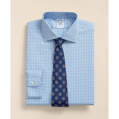 Stretch Supima Cotton Non-Iron Royal Oxford English Spread Collar, Tattersall Dress Shirt