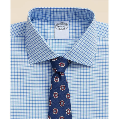 Stretch Supima Cotton Non-Iron Royal Oxford English Spread Collar, Tattersall Dress Shirt