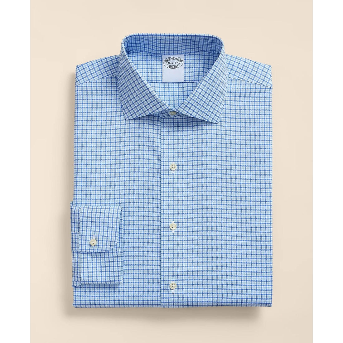 Stretch Supima Cotton Non-Iron Royal Oxford English Spread Collar, Tattersall Dress Shirt