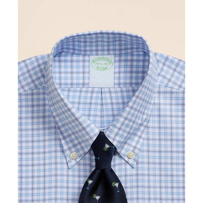 Brooks Brothers Explorer Collection Non-Iron Twill Button-Down Collar, Check Dress Shirt