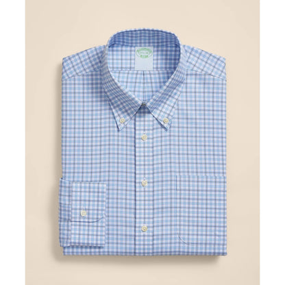 Brooks Brothers Explorer Collection Non-Iron Twill Button-Down Collar, Check Dress Shirt