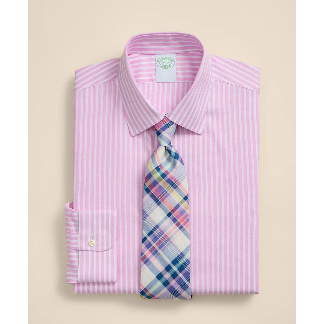 Brooks Brothers Explorer Collection Non-Iron Twill Ainsley Collar, Bengal-Stripe Collar Dress Shirt