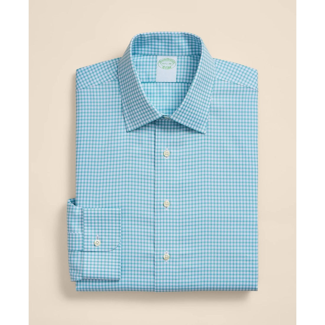Brooks Brothers Explorer Collection Non-Iron Twill Ainsley Collar, Mini-Check Dress Shirt