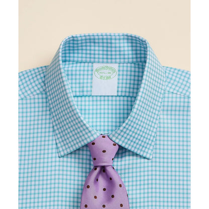 Brooks Brothers Explorer Collection Non-Iron Twill Ainsley Collar, Mini-Check Dress Shirt