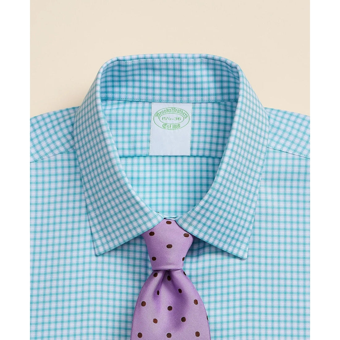 Brooks Brothers Explorer Collection Non-Iron Twill Ainsley Collar, Mini-Check Dress Shirt