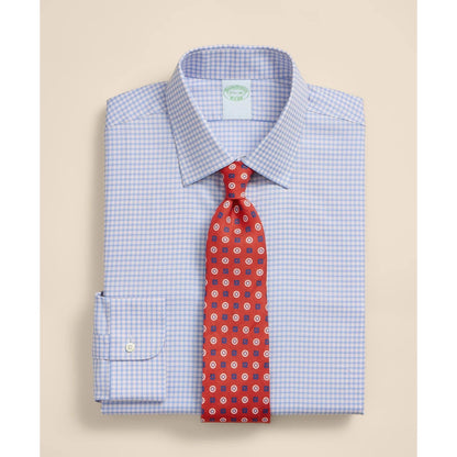 Brooks Brothers Explorer Collection Non-Iron Twill Ainsley Collar, Mini-Check Dress Shirt