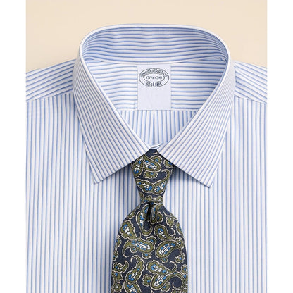 Stretch Supima Cotton Non-Iron Broadcloth Ainsley Spread Collar Striped Dress Shirt