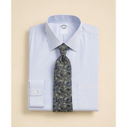 Stretch Supima Cotton Non-Iron Broadcloth Ainsley Spread Collar Striped Dress Shirt