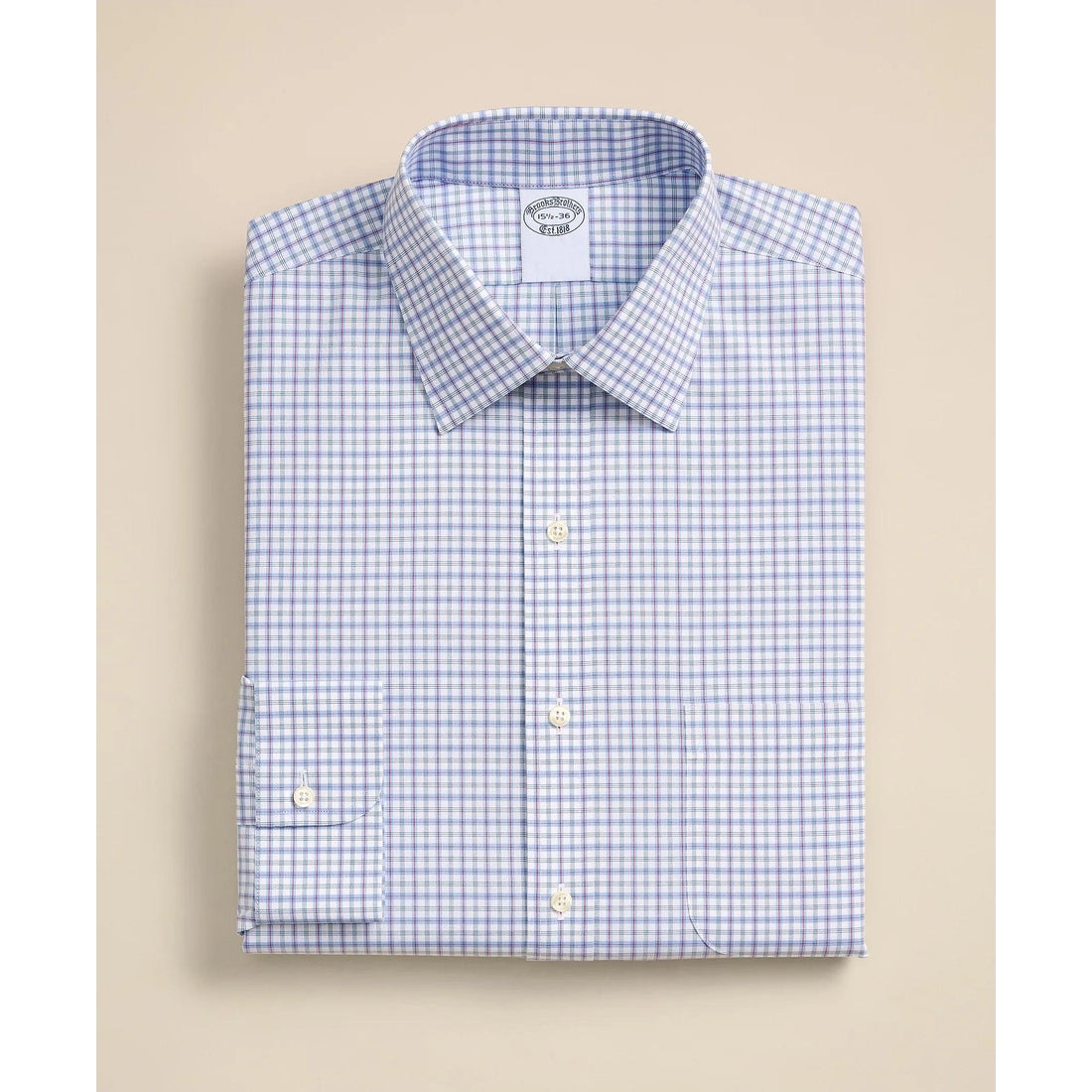 Stretch Supima Cotton Non-Iron Broadcloth Ainsley Collar Multi Check Dress Shirt