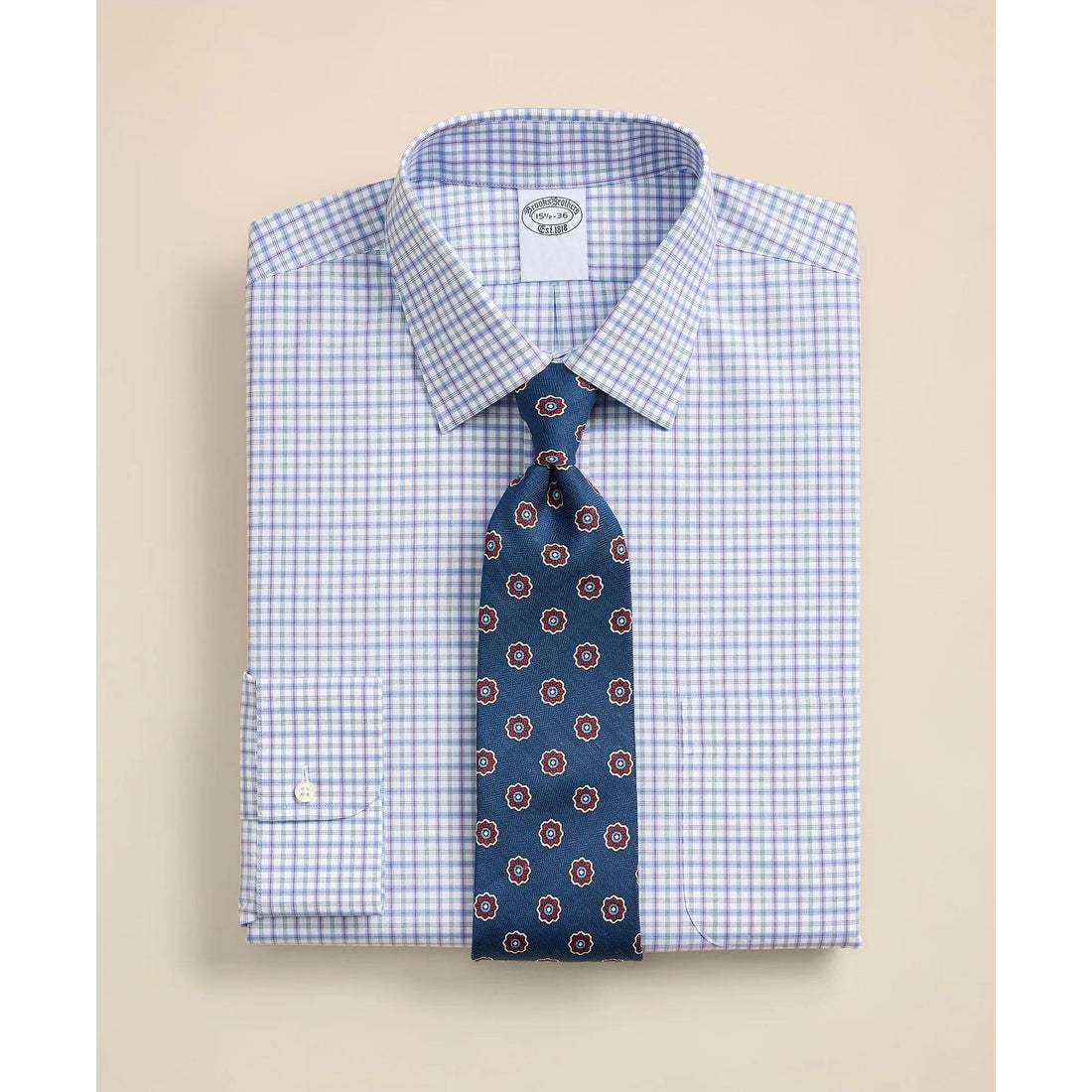 Stretch Supima Cotton Non-Iron Broadcloth Ainsley Collar Multi Check Dress Shirt