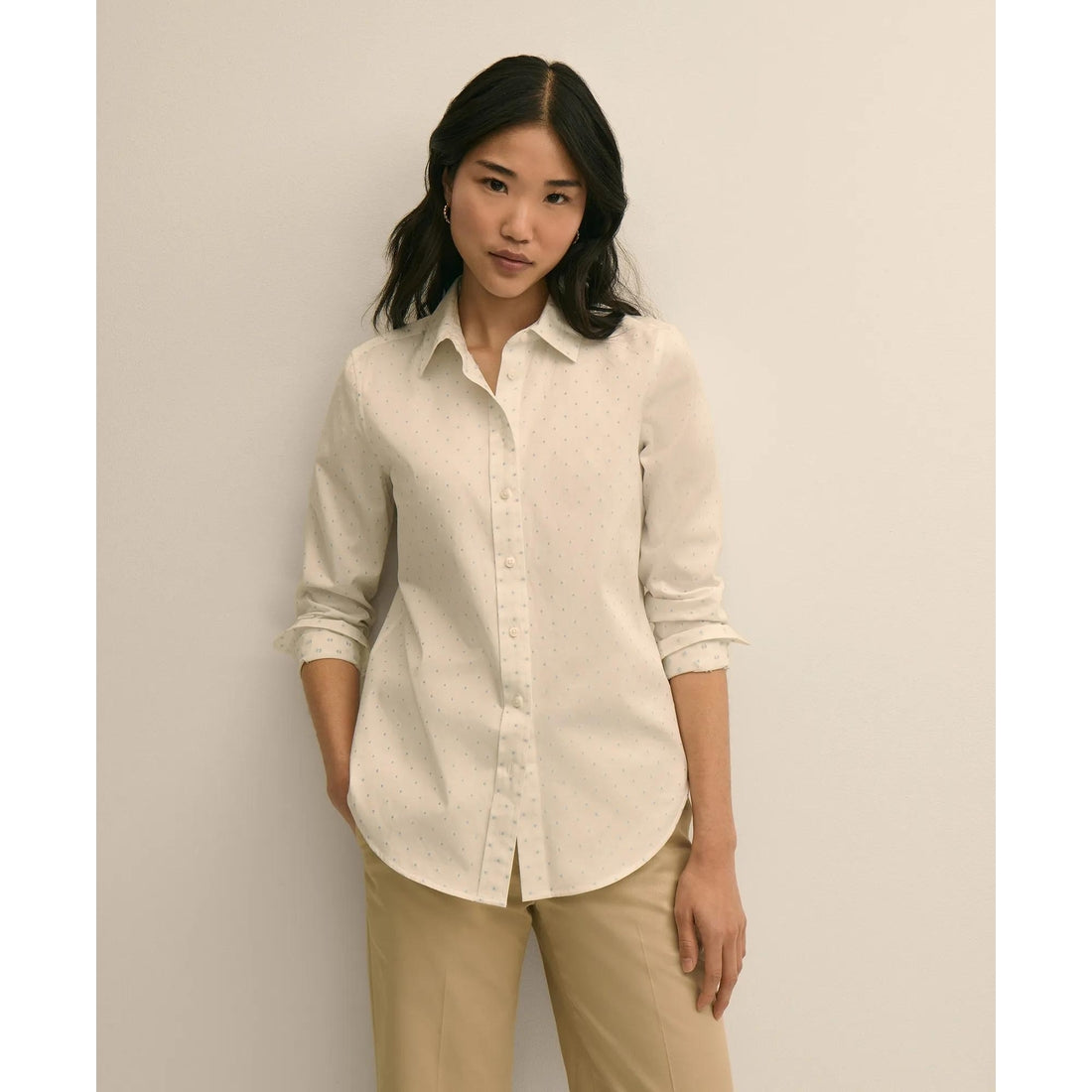 Cotton Jacquard Clip-Dot Shirt