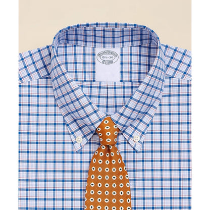 Stretch Supima Cotton Non-Iron Broadcloth Button-Down Collar Bold Check Dress Shirt