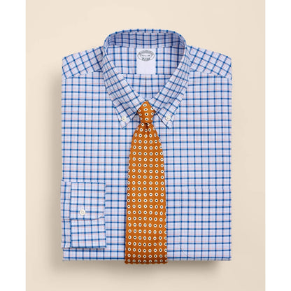 Stretch Supima Cotton Non-Iron Broadcloth Button-Down Collar Bold Check Dress Shirt