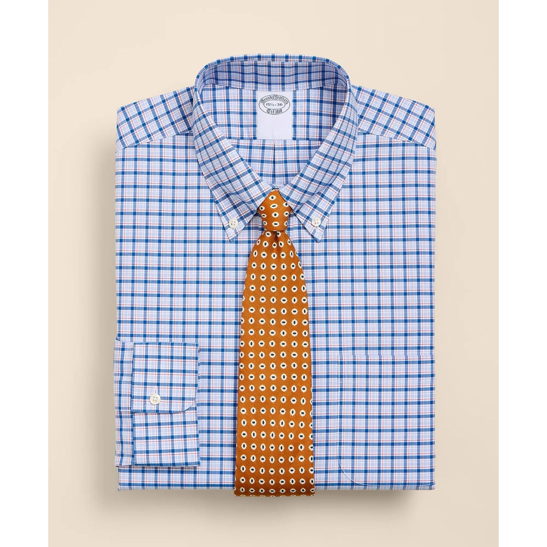 Stretch Supima Cotton Non-Iron Broadcloth Button-Down Collar Bold Check Dress Shirt